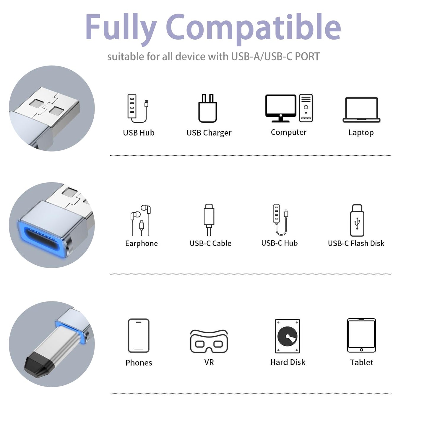 Liaoan 5-Piece USB A to USB C Adapter, C-Type Female to USB Male Charger Converter, Suitable for Phone 17 Charger, Watch Ultra SE 9 10,Phone 17 Pro…