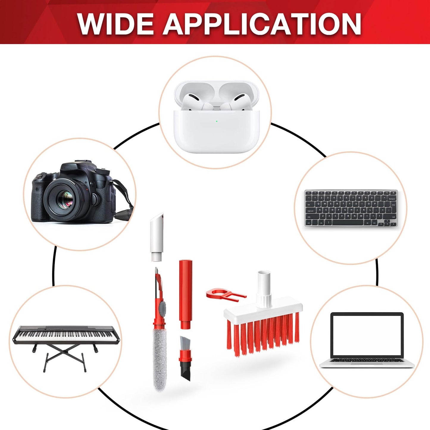Soft Brush Keyboard Cleaner, Computer Cleaning Tool Kit, 7 in 1 Multipurpose Corner Slit Duster Keycap Puller and Soft Microfiber Brush for Bluetooth