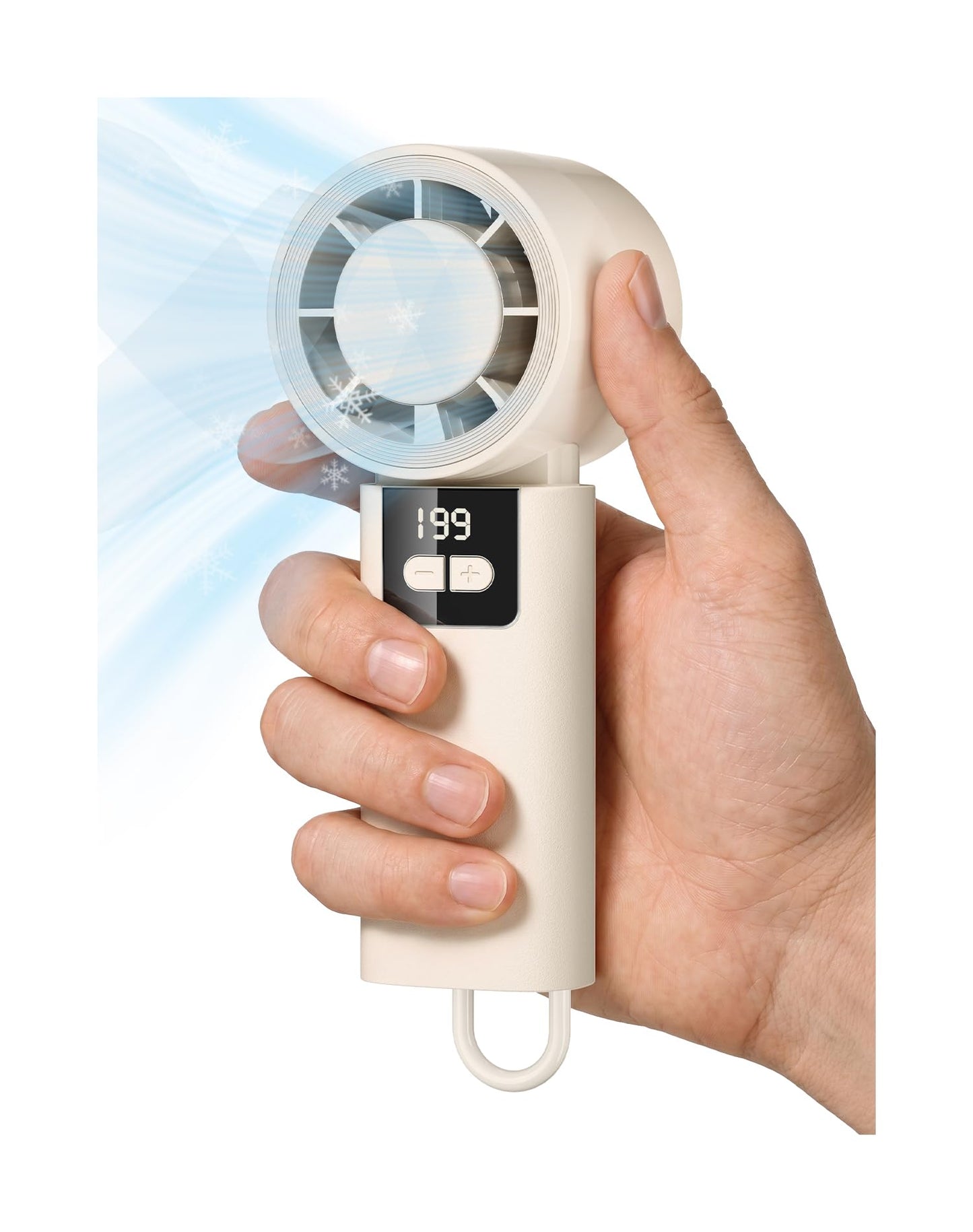 200 Adjustable Speed Portable Handheld Fan, 5000mAh Turbo Mini Fan for Personal Cooling, 3H Fast Charge Small Travel Fan with LED Power Display, Desk