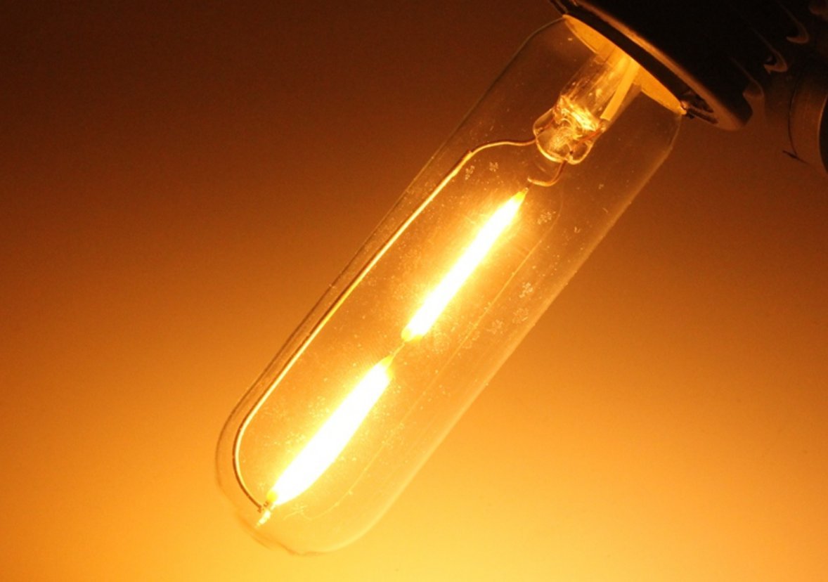 Vintage Edison LED Bulb 4 Pack,T10/T30 LED Bulbs 2W Antique COB Tubular Filament LED Bulb Tubular Edison Style LED Filament Bulb T10,Dimmable,E27