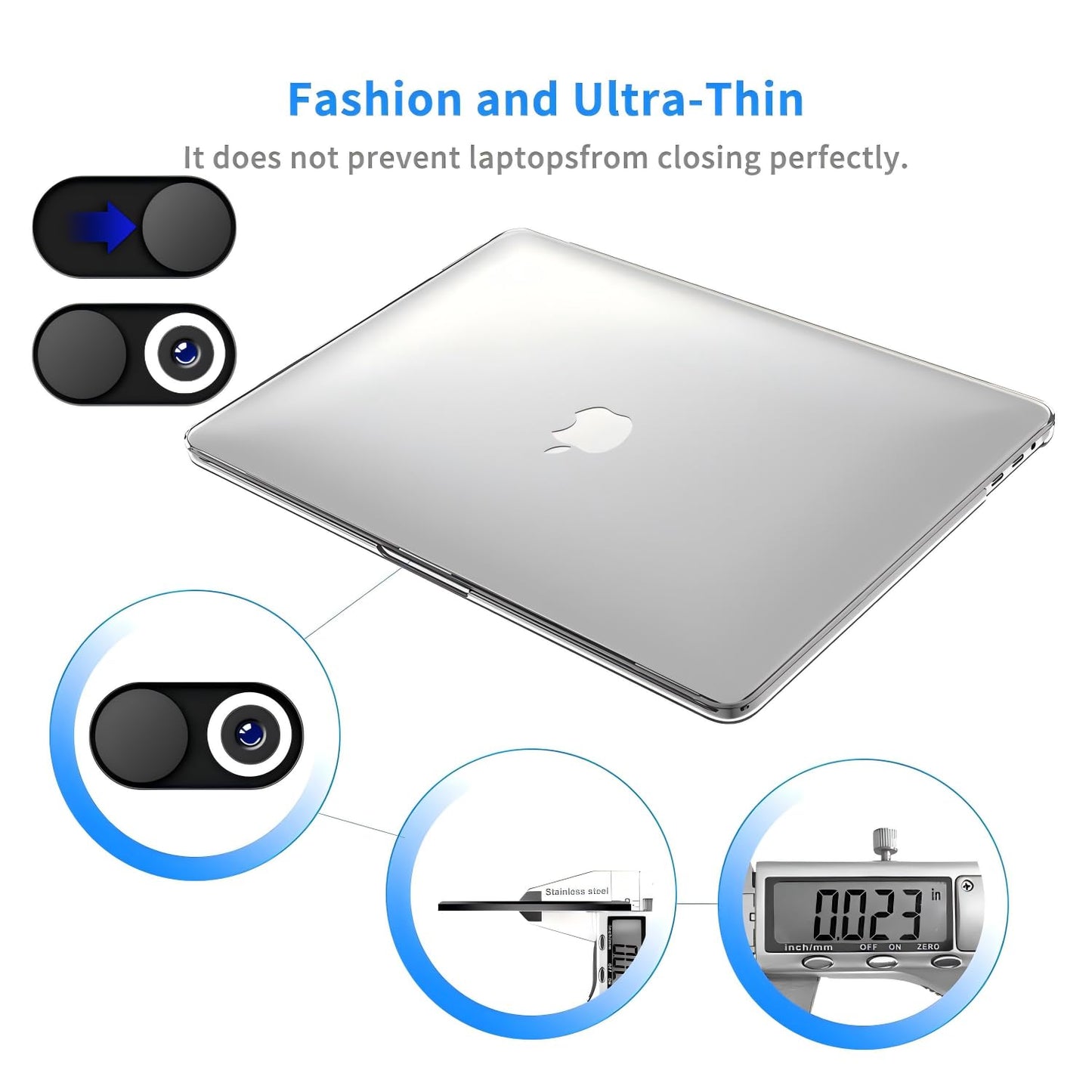 JiSiTeCai Metal Webcam Cover Slide[4 Pack Black], 0.022in Camera Cover for Laptop Computer, MacBook Pro/Air iMac iPad Tablet iPhone 8/7/6 Plus, Web