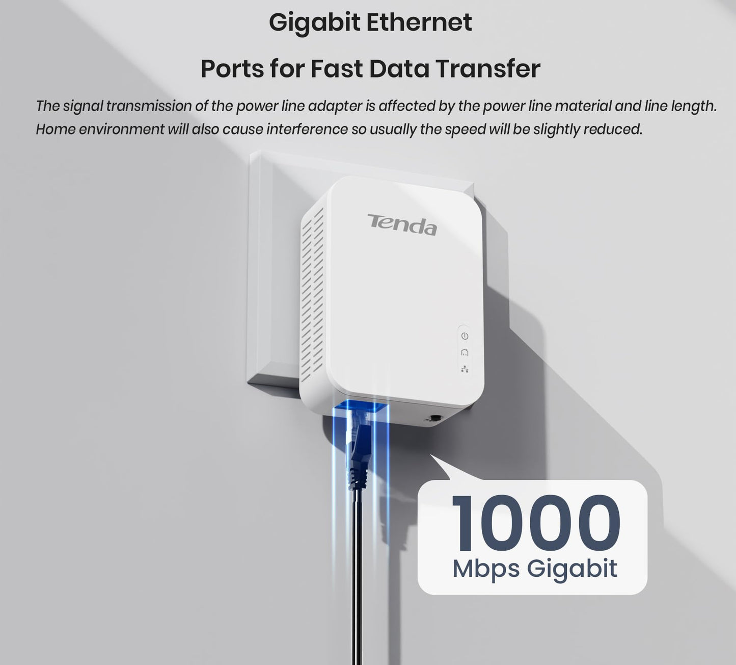 Tenda AV1000 Powerline Adapter Kit with Gigabit Ports, Powerline Extender, Plug and Play, for HD/3D/4K Video Streaming and Gaming (PH3)
