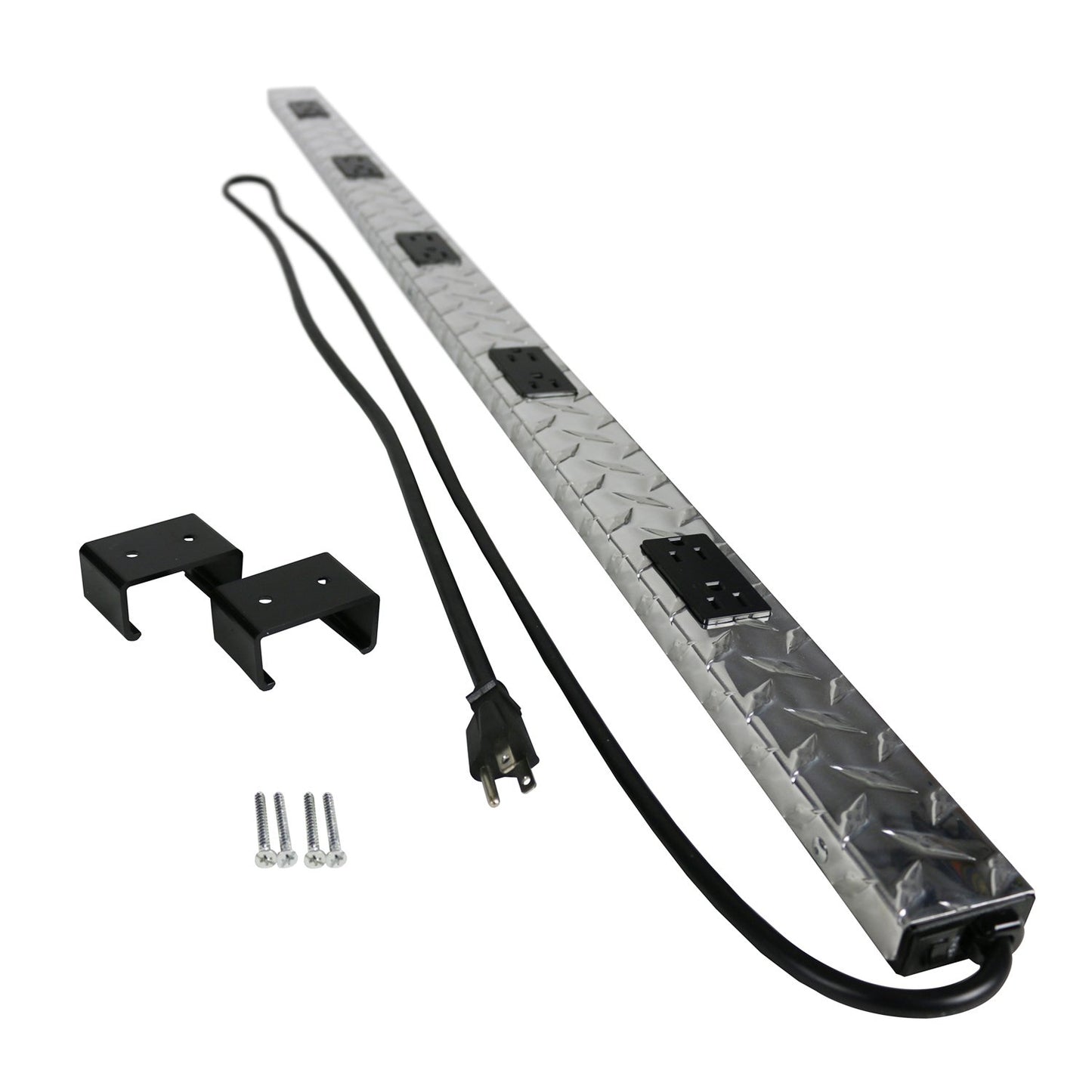 Legrand - Wiremold, 10 Outlet Wall Mount, Under Counter, 4 Foot Wiremold Power Pole with Diamond Plate Power Strip Garage, PM48TC