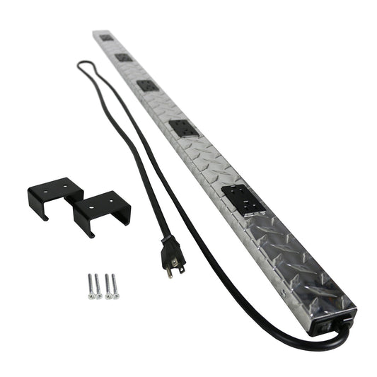 Legrand - Wiremold, 10 Outlet Wall Mount, Under Counter, 4 Foot Wiremold Power Pole with Diamond Plate Power Strip Garage, PM48TC