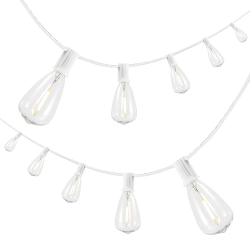 JONATHAN Y 10' White - LED 10-Light Indoor/Outdoor String Lights, Half-Chrome Bulbs, Rustic Industrial Edison Lights for Patio Deck Backyard Wedding