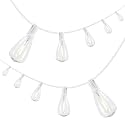 JONATHAN Y 10' White - LED 10-Light Indoor/Outdoor String Lights, Half-Chrome Bulbs, Rustic Industrial Edison Lights for Patio Deck Backyard Wedding