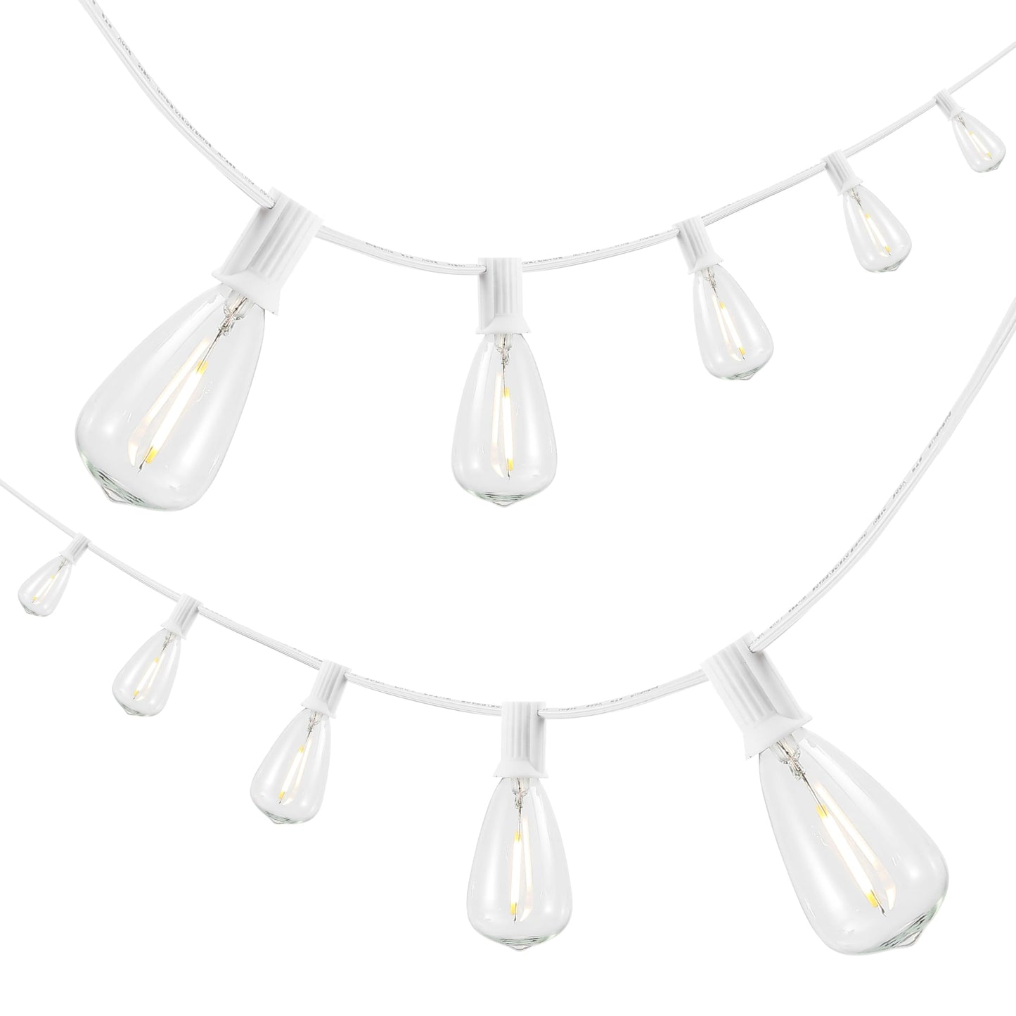 JONATHAN Y 10' White - LED 10-Light Indoor/Outdoor String Lights, Half-Chrome Bulbs, Rustic Industrial Edison Lights for Patio Deck Backyard Wedding