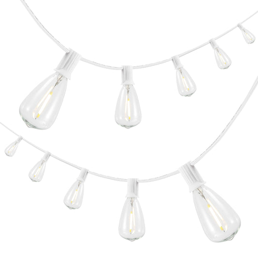 JONATHAN Y 10' White - LED 10-Light Indoor/Outdoor String Lights, Half-Chrome Bulbs, Rustic Industrial Edison Lights for Patio Deck Backyard Wedding