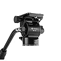 Fotopro Video Fluid Head Pan Tilt Head with Quick Release Plate and Adjustable Handle Max Load 6.61lbs 3kg for Compact Camcorders DSLR Camera Black