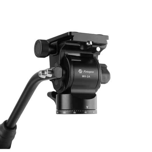 Fotopro Video Fluid Head Pan Tilt Head with Quick Release Plate and Adjustable Handle Max Load 6.61lbs 3kg for Compact Camcorders DSLR Camera Black