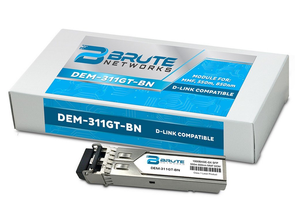 Brute Networks DEM-311GT-BN - 1000BASE-SX 550m MMF 850nm SFP Transceiver (Compatible with OEM PN# DEM-311GT)