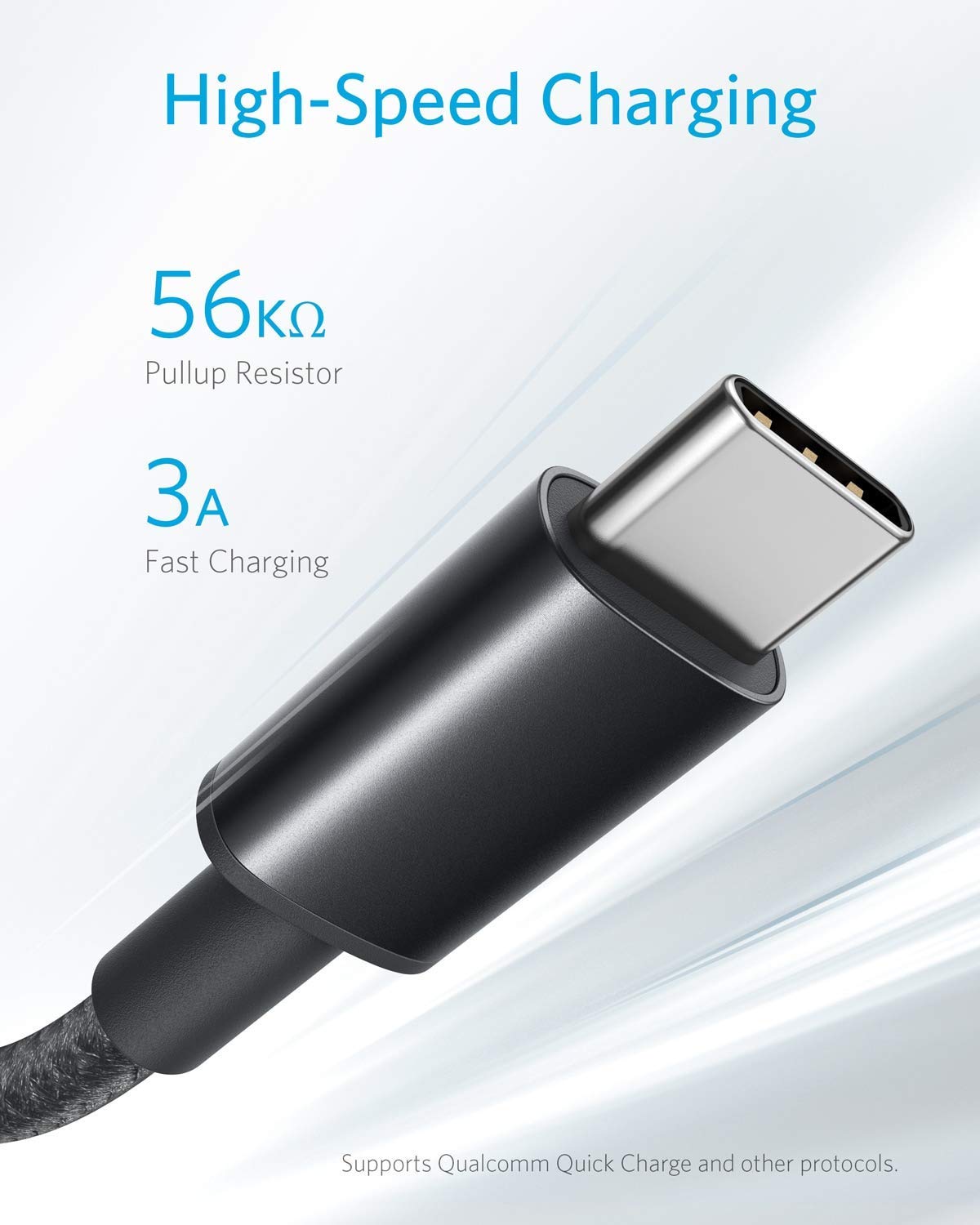 Anker Cable [2 Pack 3ft], USB A to USB C Cable for iPhone 17 Series,Samsung Galaxy S10 S10+, LG V30, Beats Fit Pro and More (Black).