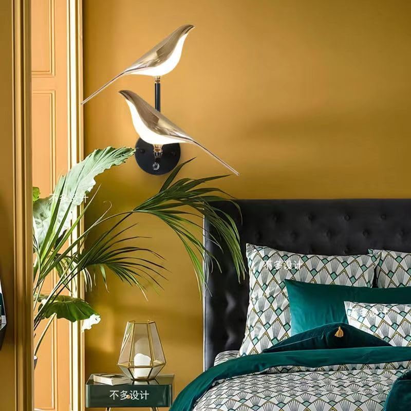 Modern Bird Light Wall Sconces Bird Lamp Shade Bedroom Bedside Living Room Rotatable Adjustable Art Deco LED Wall Light Magpie TV Background Luxury