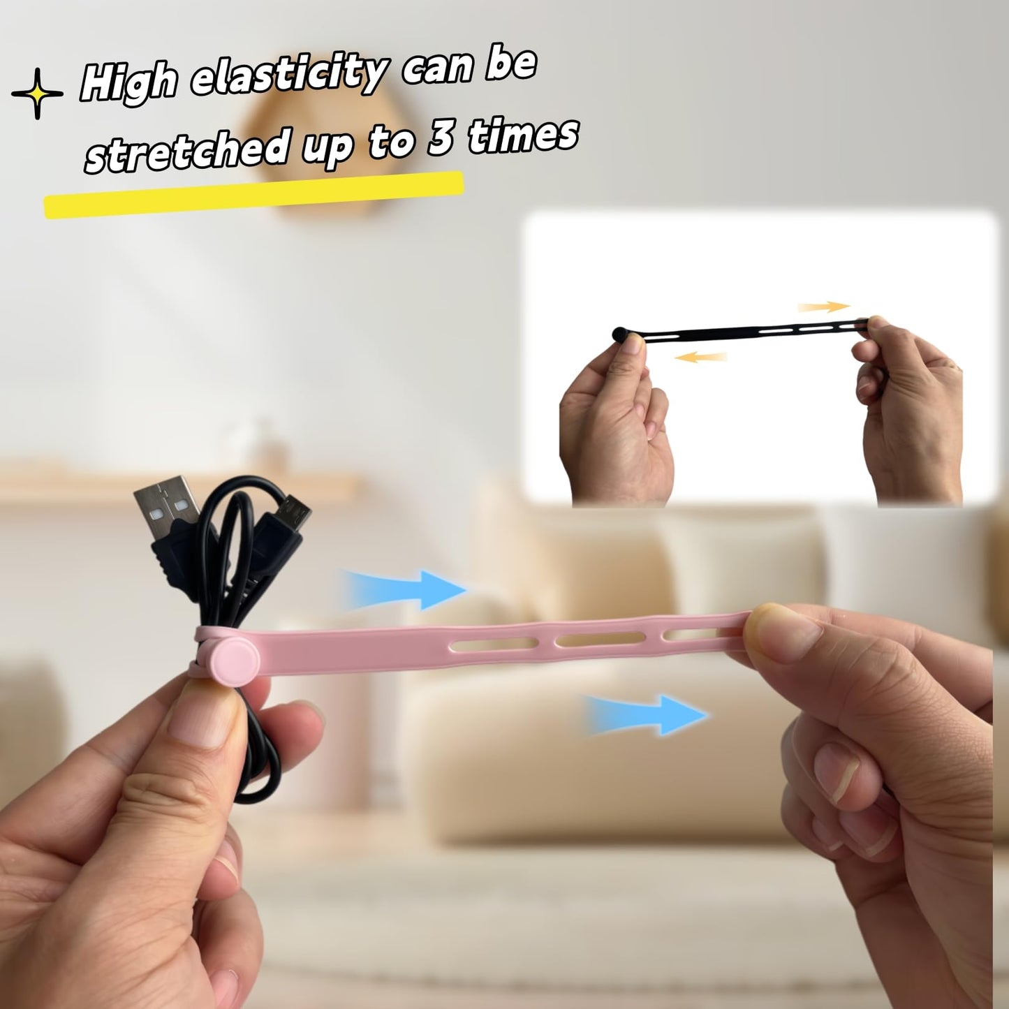 25 Pcs Silicone Cable Ties, Reusable Cord Organizers, Umbrellas Wraps & Cable Ties for Wires and Charging Cords Management - Home, Office, Kitchen