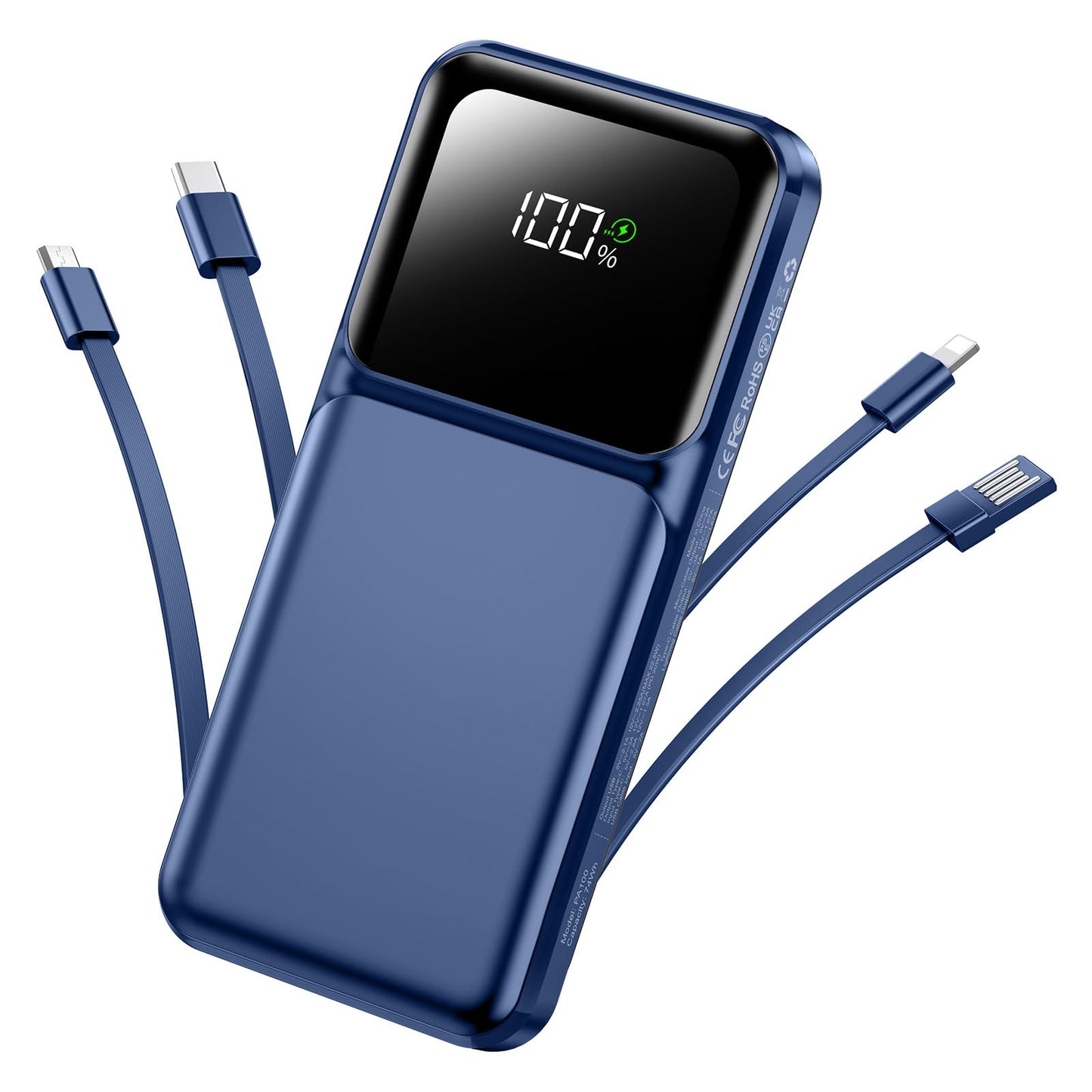 Portable Charger Power Bank with Built in Cable 20000mAh Fast Charging