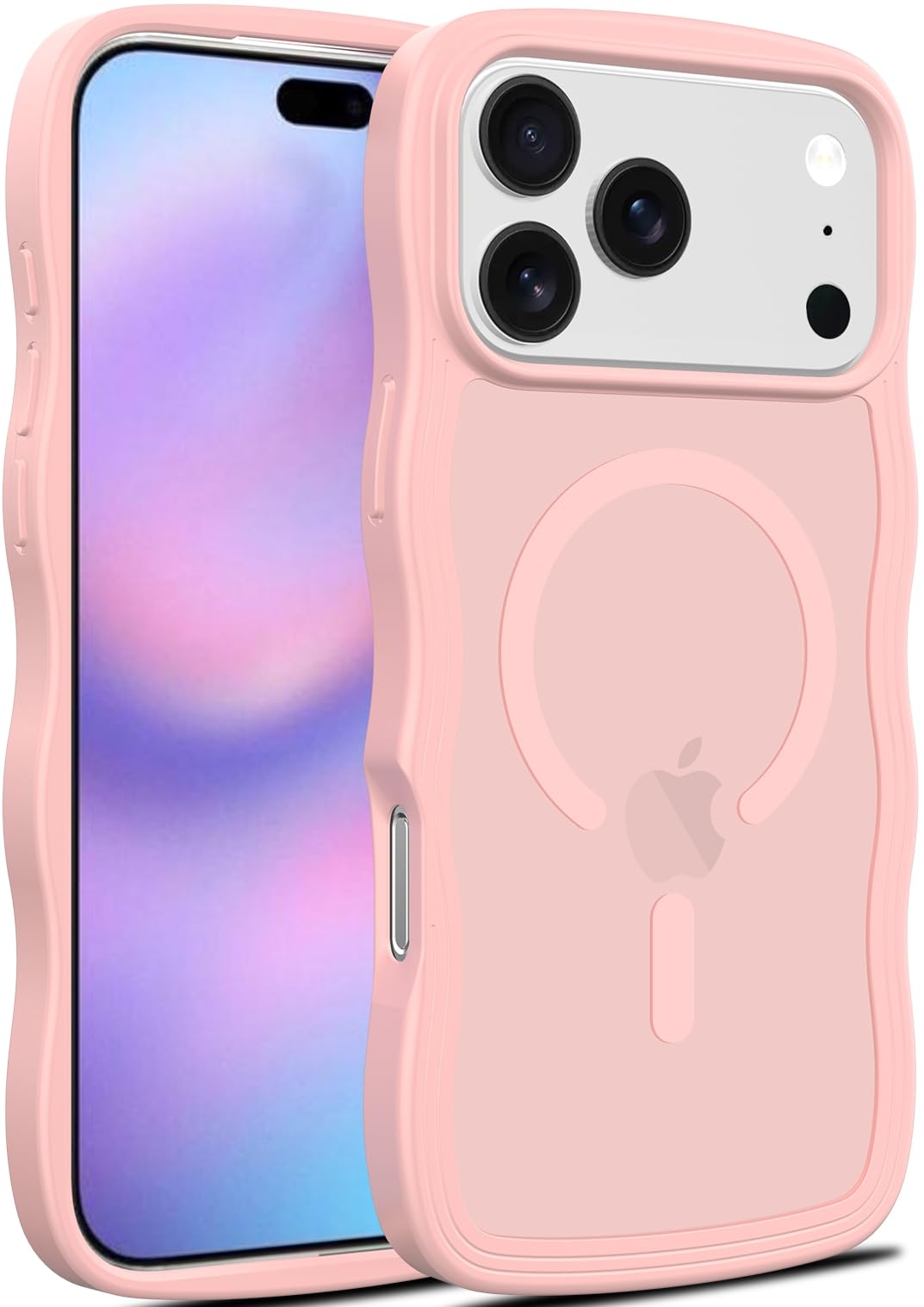 iYavvort Magnetic for iPhone 17 Pro Case, (Compatible with Magsafe) Curly Wavy Frame Hard Translucent Matte Clear Back Cover for Women Men TPU Bumper