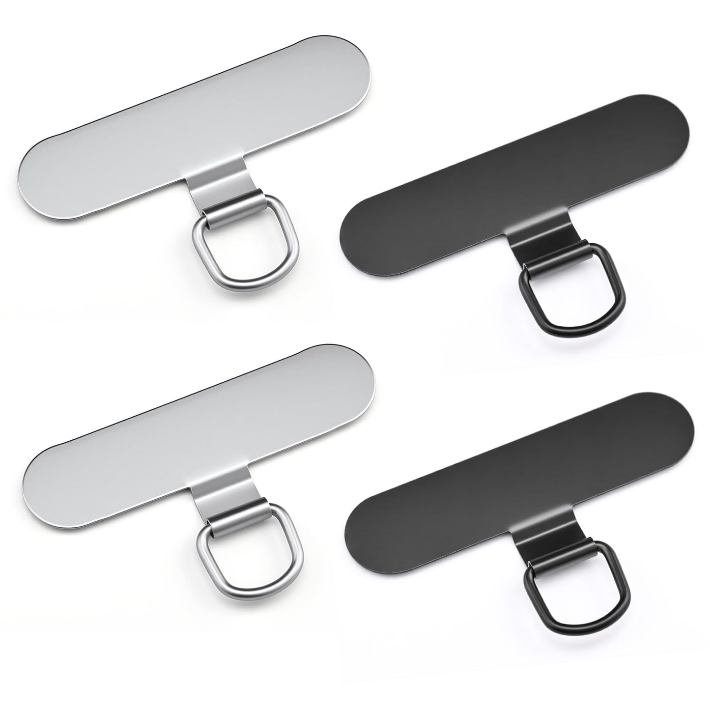 Qyoocom 0.4mm Ultra Thin Phone Lanyard Tether Pads, 4 Pack Stainless Steel Universal Strap Adapter, No Adhesive Tear Resistant for Full-Cover Cases