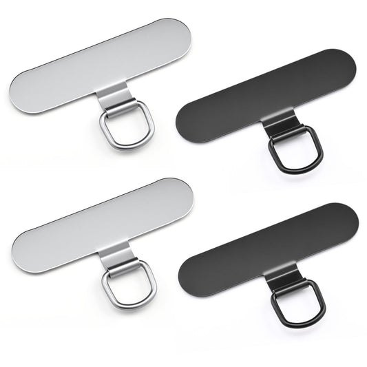 Qyoocom 0.4mm Ultra Thin Phone Lanyard Tether Pads, 4 Pack Stainless Steel Universal Strap Adapter, No Adhesive Tear Resistant for Full-Cover Cases