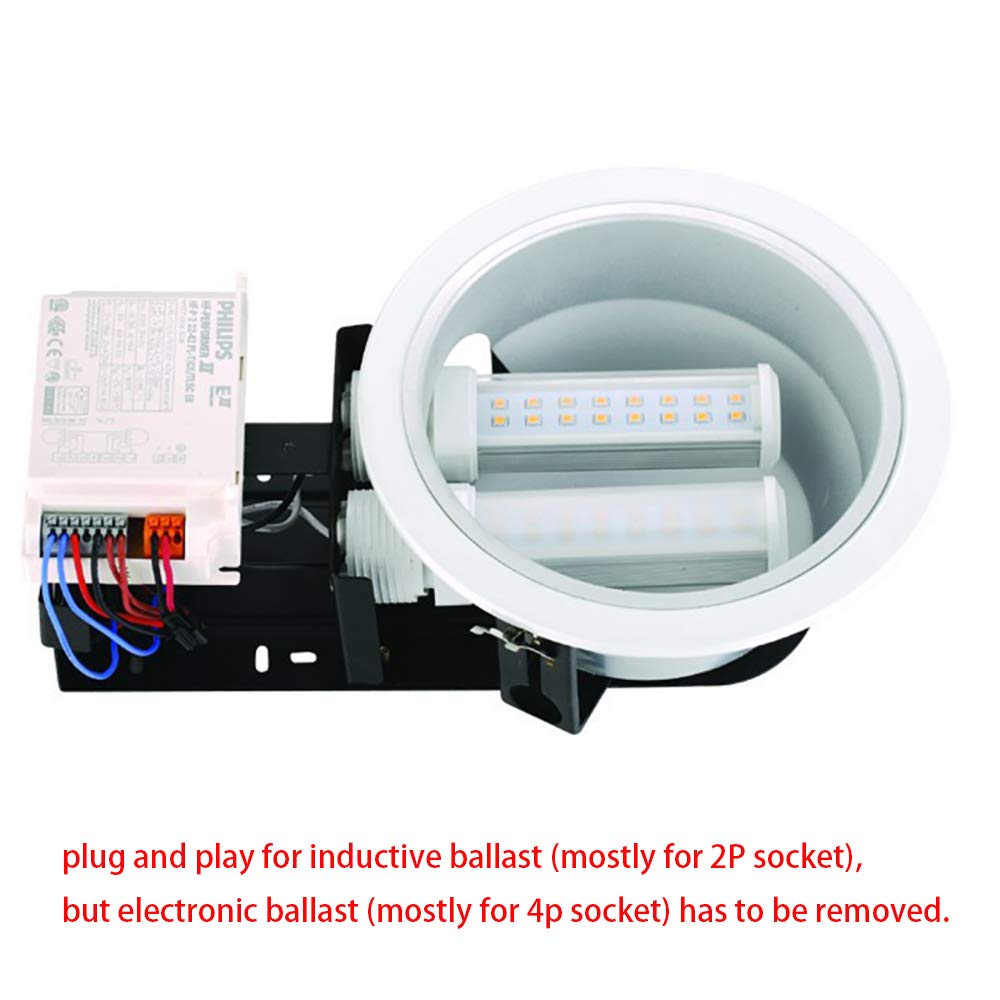 2pcs E-Simpo G24d 2 Pin 11W LED PL Plug in Bulb Horizontal Recessed Rotatable 1000-1200lm PLC CFL 2U PL-C 26W Equivalent Replacement 180D Beam(Need