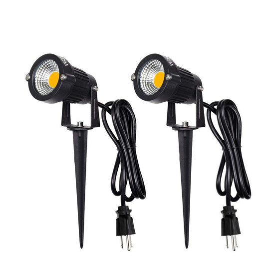 Landscape Outdoor,IP65 Waterproof Garden Spotlights,5W AC 120V Yard Flood Light,Metal Ground Stake Lawn,3200K LED Spotlight with 1.5M UL-Listed Cord