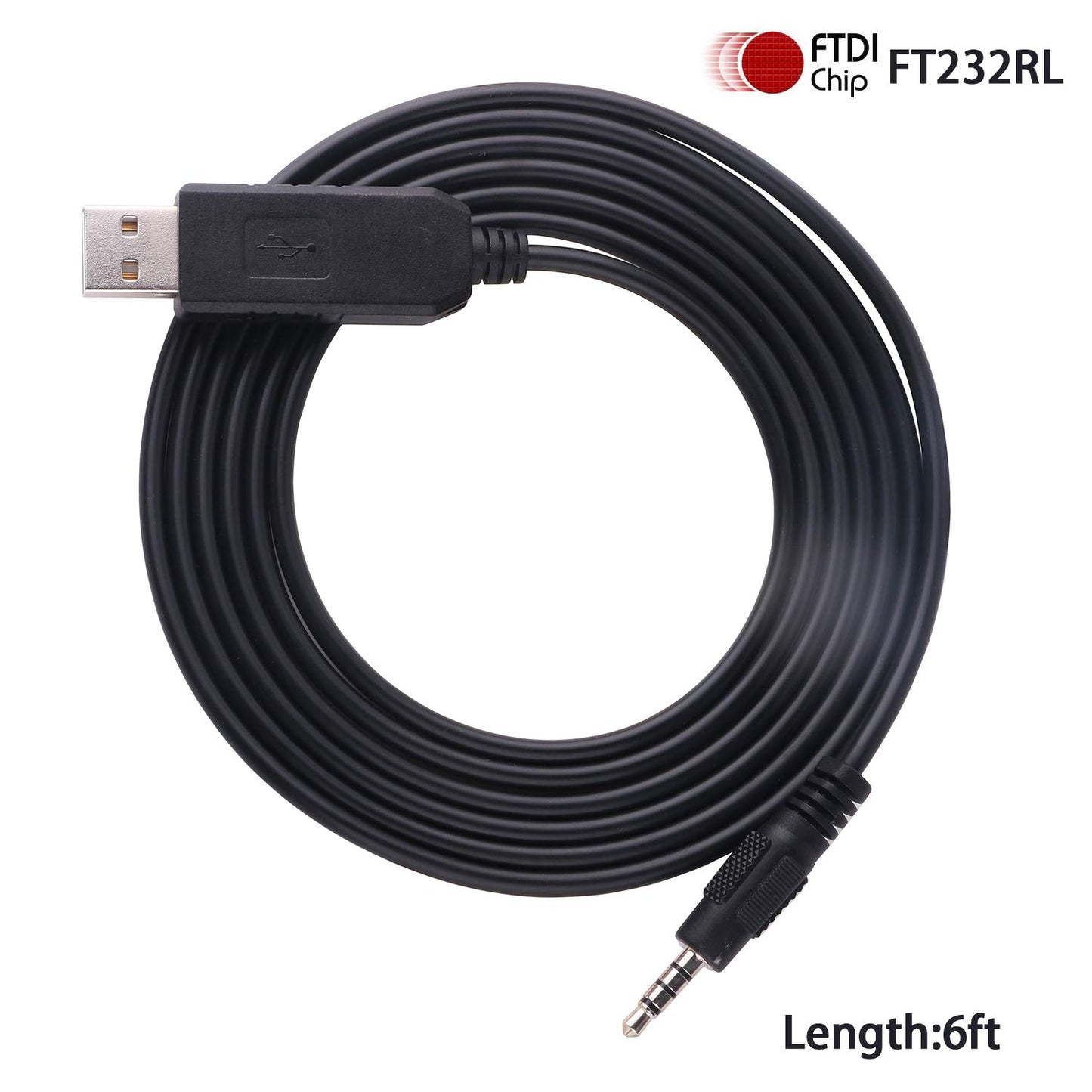6FT USB UART TTL 3v3 to 4P 3.5mm AJ Audio Jack TRRS for Yaesu FT VX FTH CT-42 (USB-3.5mm AJ)