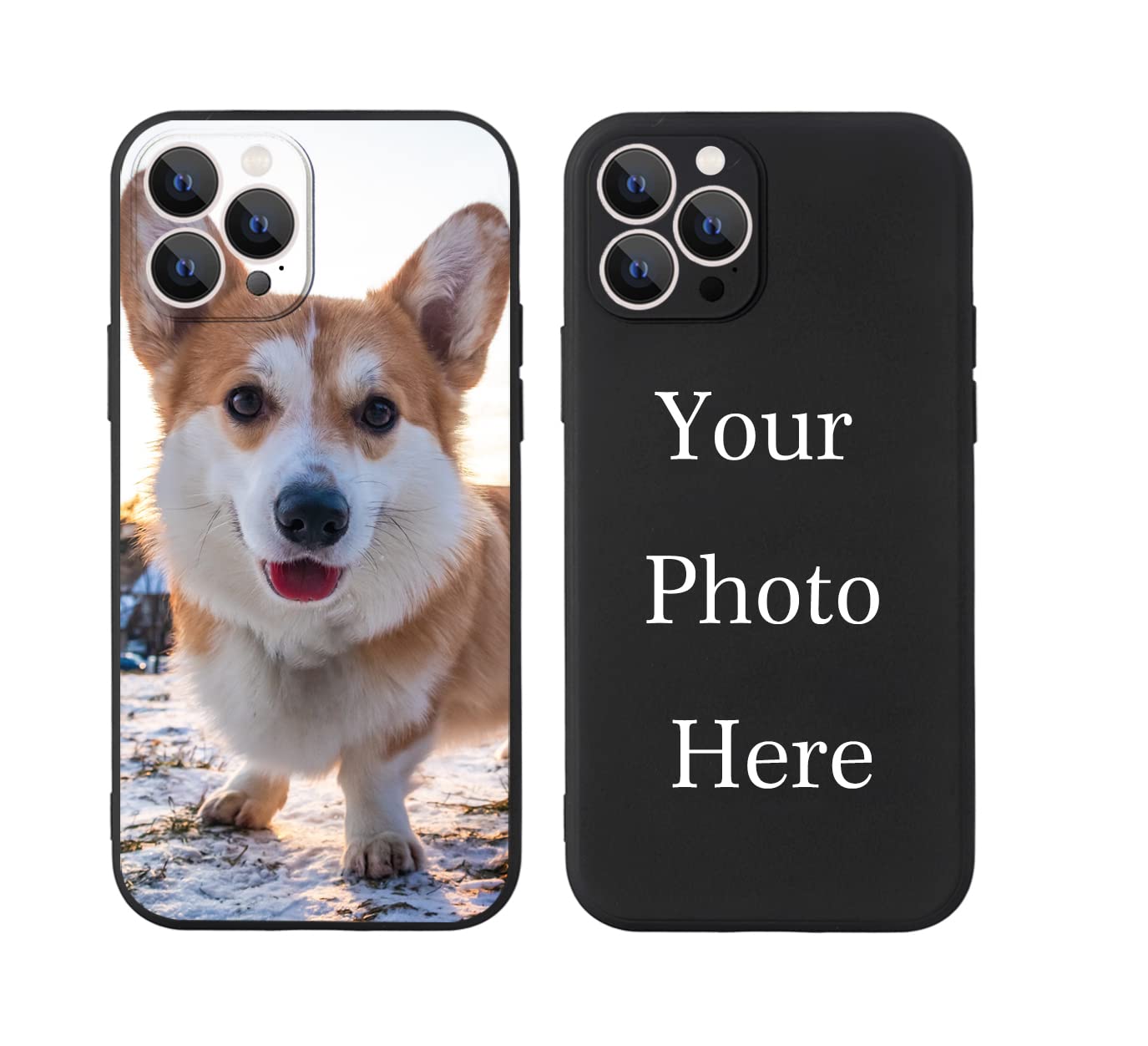QTQUZA Custom Pictures Phone Case for iPhone 17/16/15/14/13/12/11 Pro Max Mini, Personalized Phone Cases, Customized Photo Black Liquid Silicone Soft