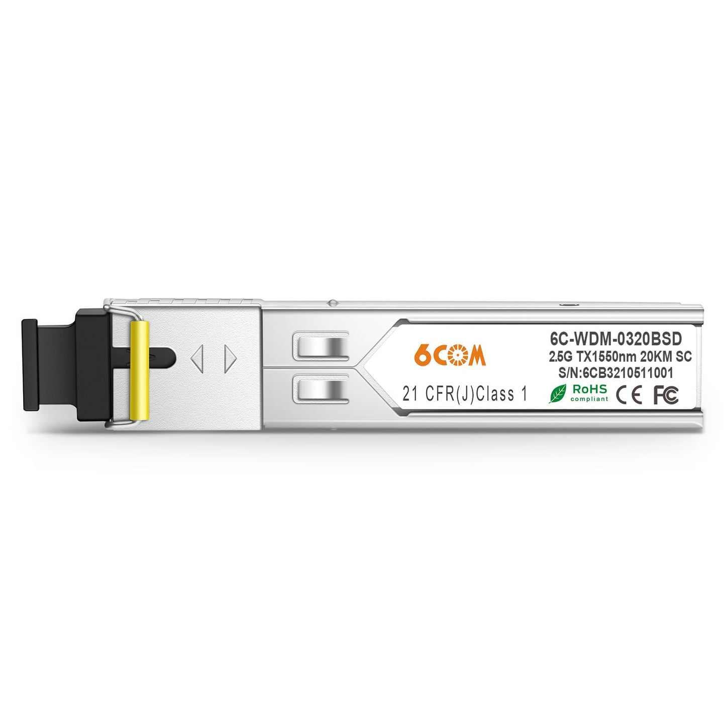 6COMGIGA A Pair of 2.5G SFP SC Connector Bidi Transceiver, 1310nm/1550nm SMF Transceiver, up to 20km, Compatible with Cisco, Ubiquiti, D-Link