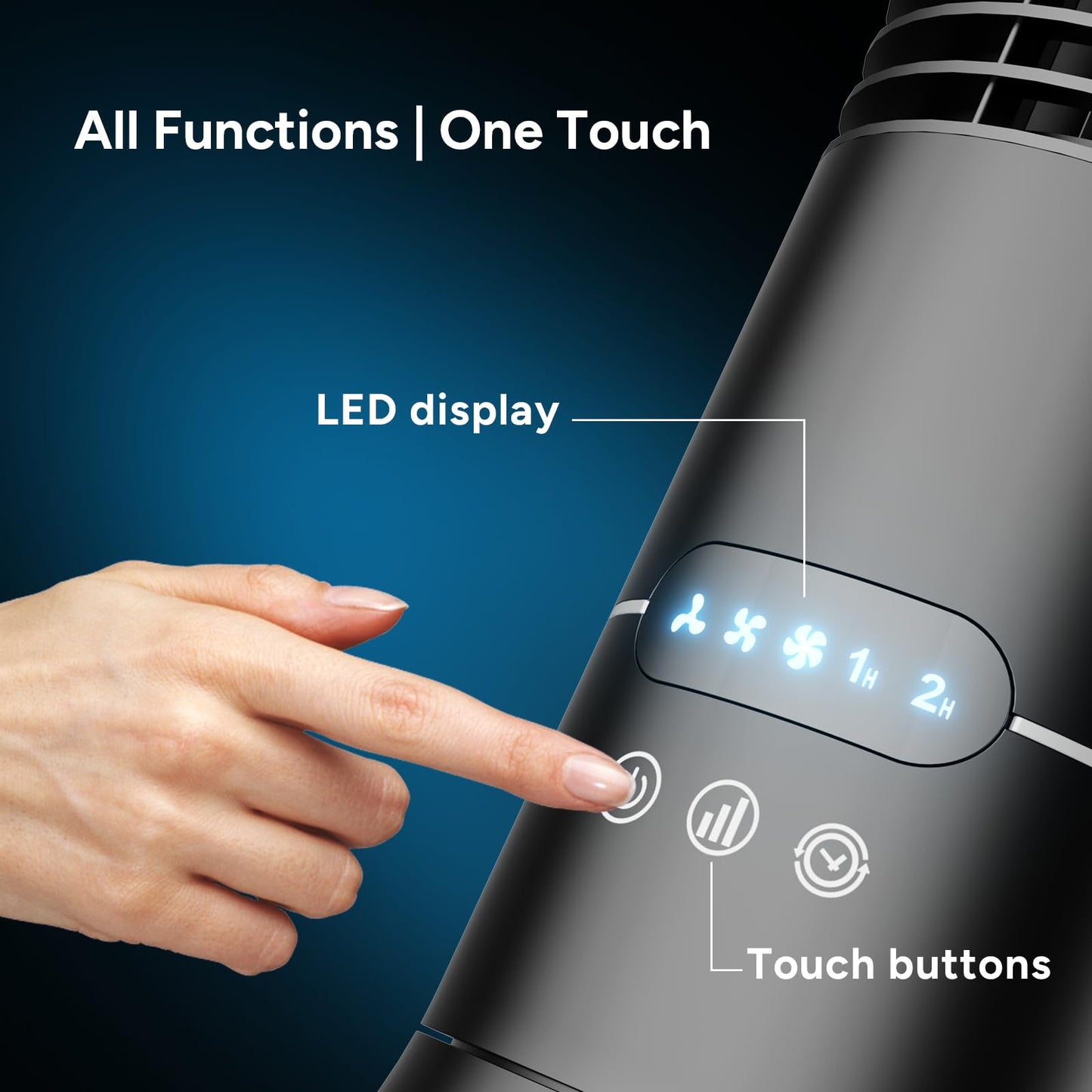 DR.PREPARE 16" Tower Fan, 70° Oscillating Desk Fan, 3 Speeds with Timers, Personal Small Fans, Portable Bladeless Table Fans for Home, Office