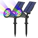 T-SUN Solar Spotlights, Color Changing 7 LED Waterproof Solar Garden Lights, Auto ON/OFF Adjustable Landscape Spot Lights, 2-IN-1 Solar Wall lights