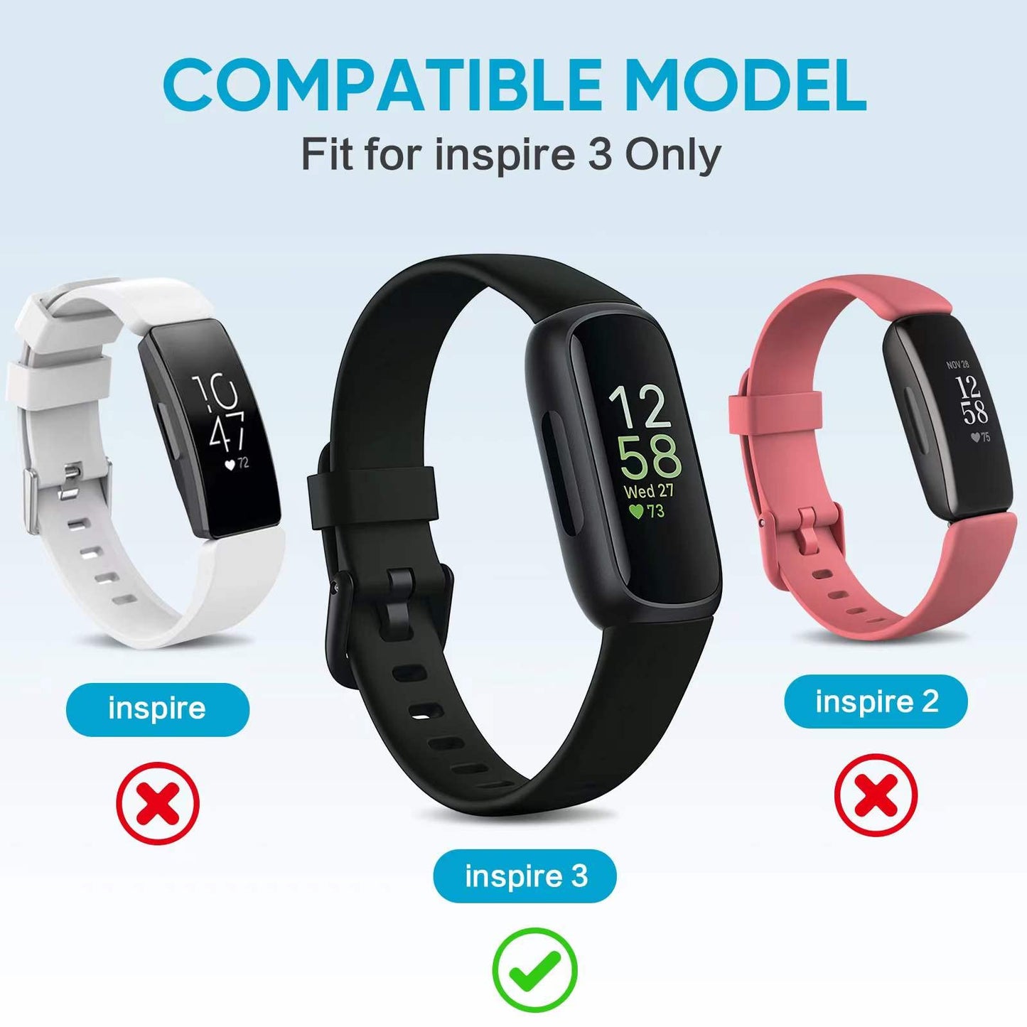 EEweca [2-Pack] Charger Cable for Fitbit Inspire 3 (3.3 ft/1.0 ft)