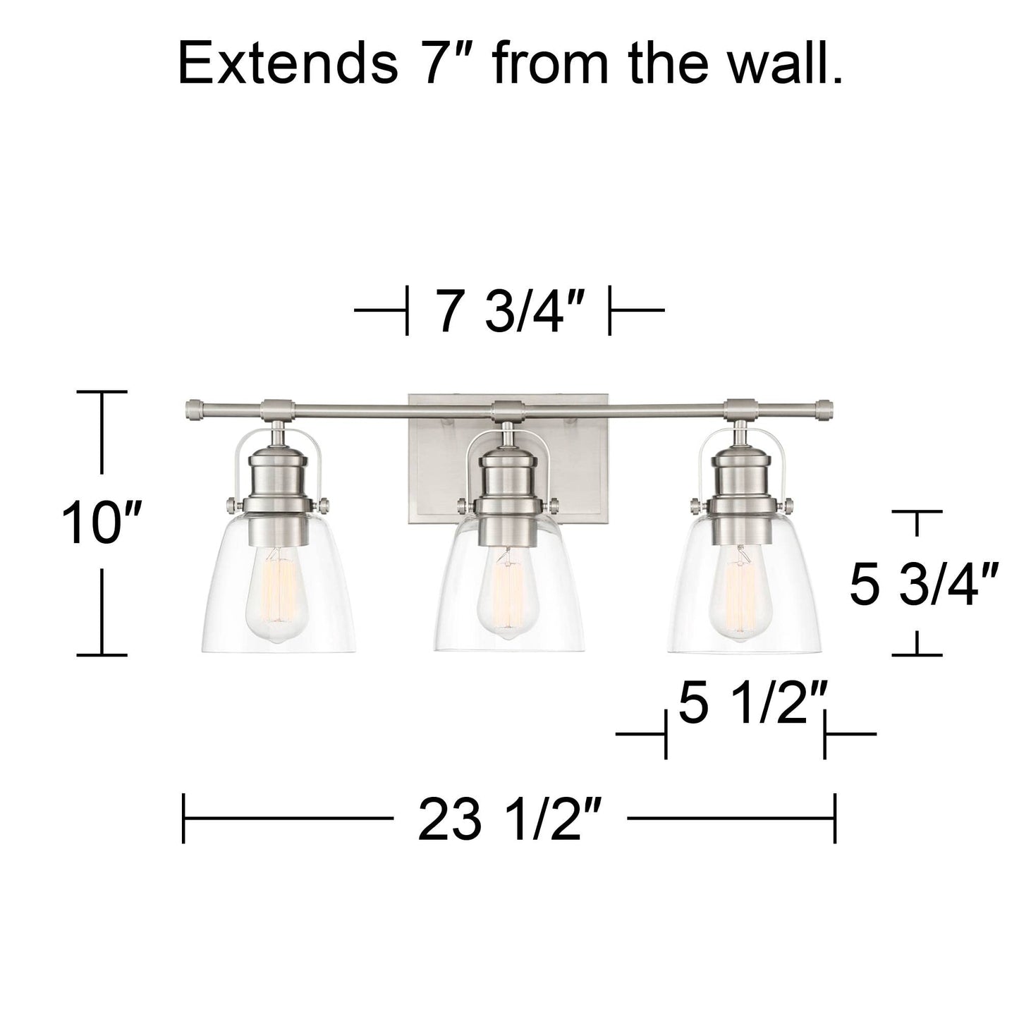 Possini Euro Design Kalen Modern Wall Light Brushed Nickel Silver Hardwired 23 1/2" 3-Light Fixture Clear Glass Shade for Bedroom Bedside Bathroom