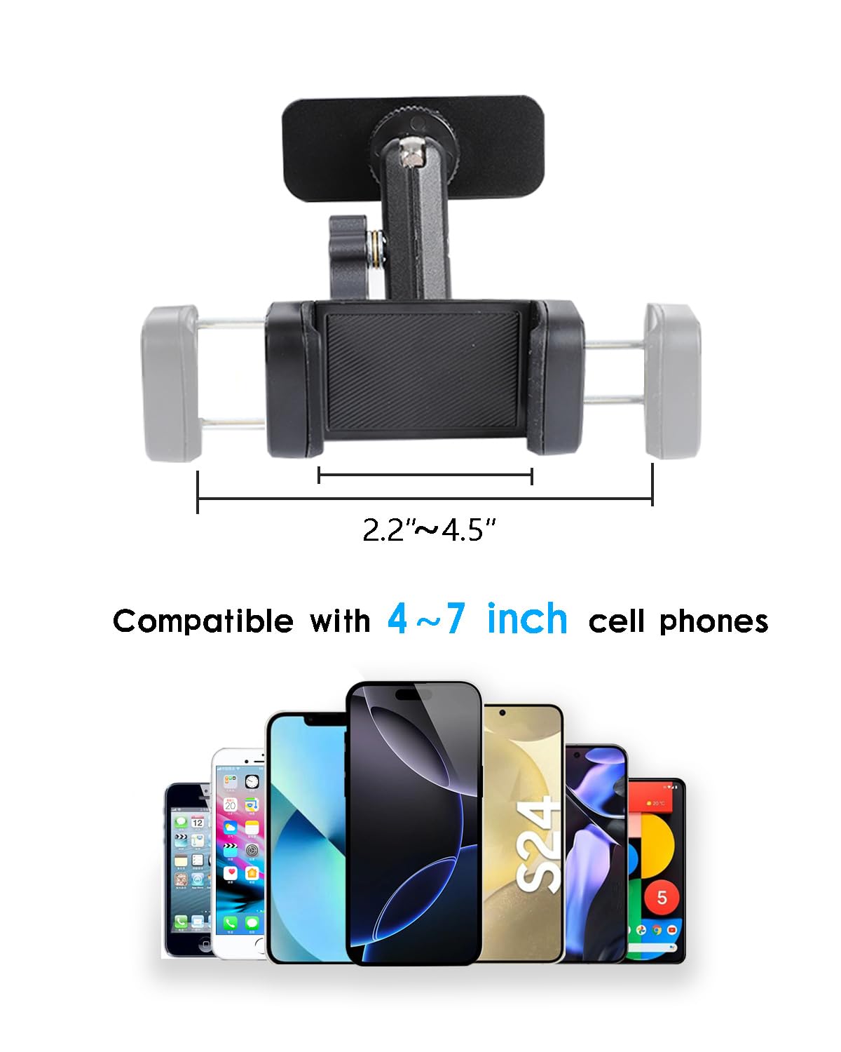 Leenconghui Gym Magnetic Phone Holder ?360 Degree Adjustable Fitness Phone Stand for Smartphones 4.7 to 7 Inches ?Super Magnetic Base Perfect