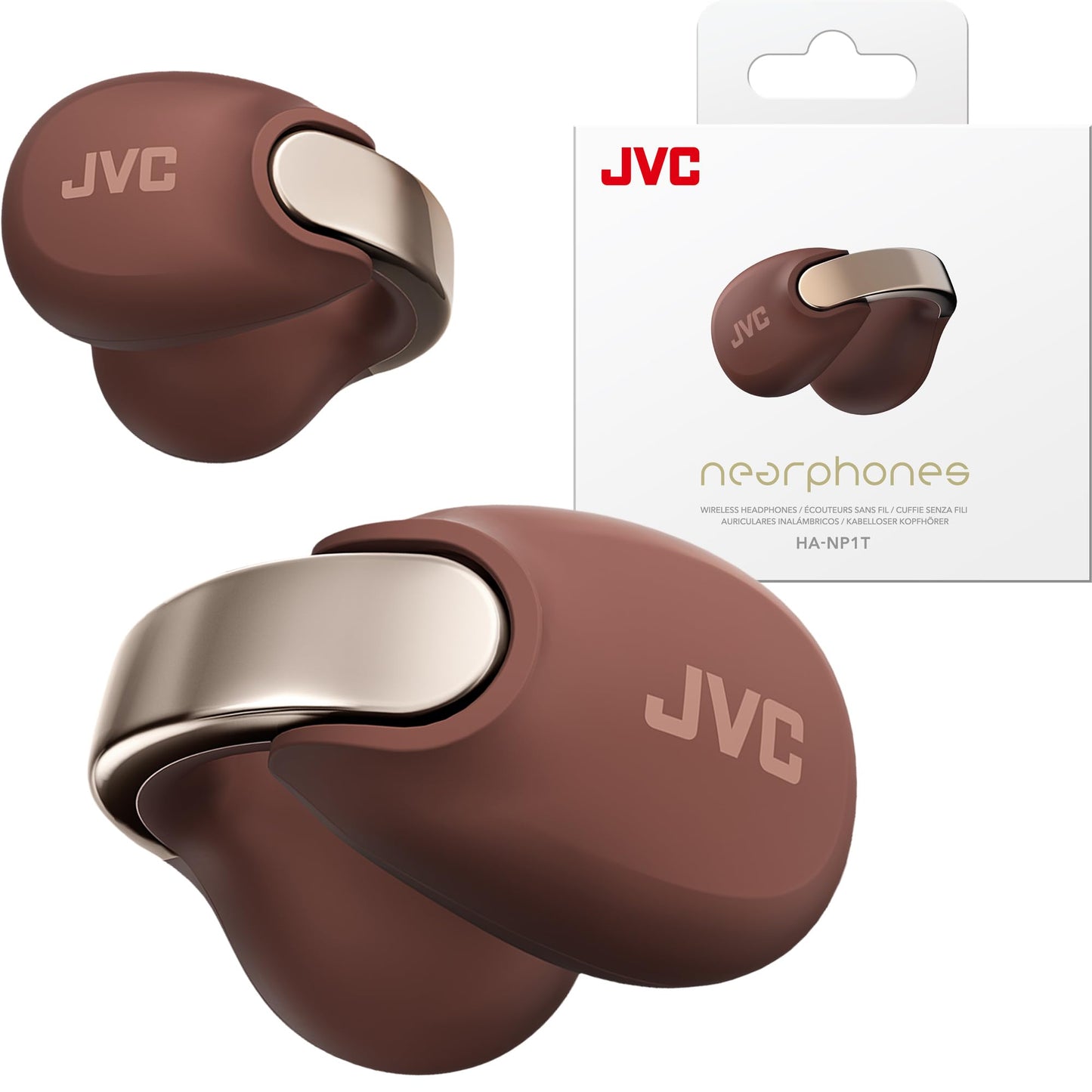 JVC Nearphones Open Ear True Wireless Headphones - Open Ear Earbuds - Bluetooth 5.3-24H Playback - IPX4 Water Resistant - Built-in Mic - Awareness