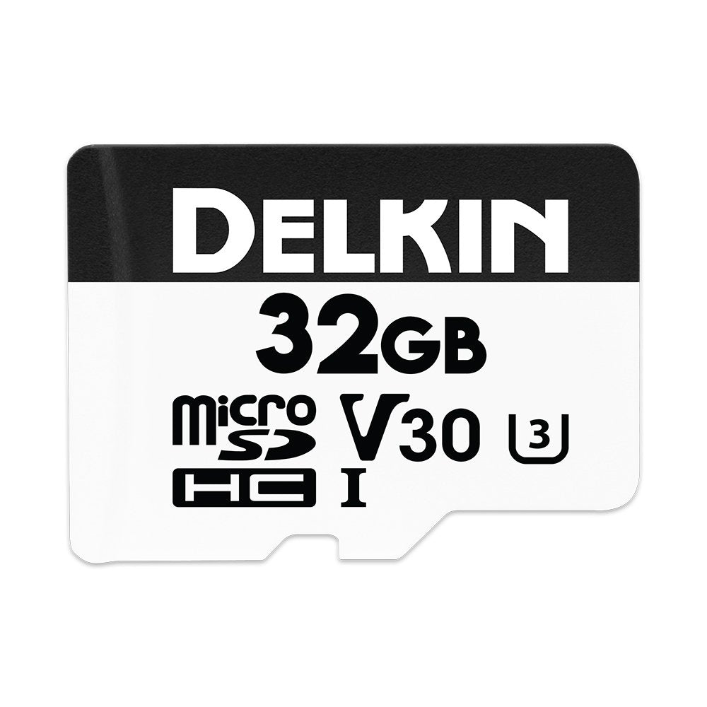 Delkin Devices Hyperspeed 32GB Micro SD Card with Adapter - 100MB/s Read, UHS-I (U3, V30), 4K & Full HD for Smartphones, Tablets, GoPro, and Dash Cam