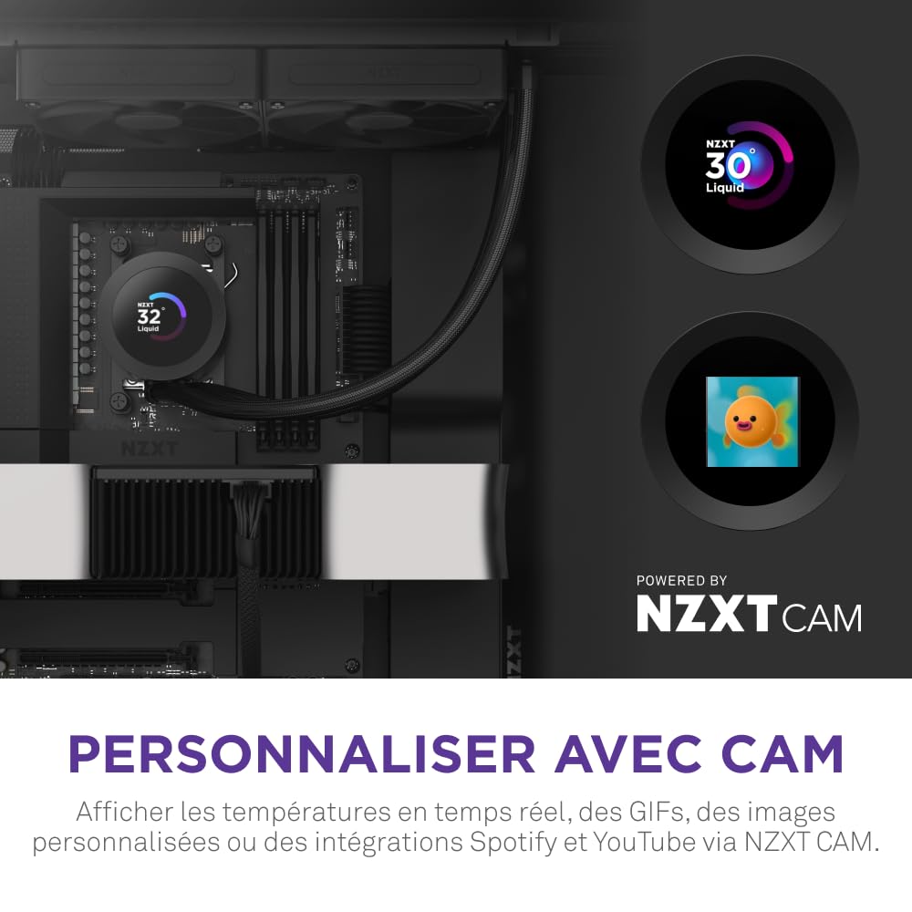 NZXT Kraken Plus 240 - AIO CPU Liquid Cooler - 240mm Radiator - 2 x F120P Fans - Customizable 1.54" Square LCD - AMD® AM5, AM4 - Intel® LGA 1851/1700