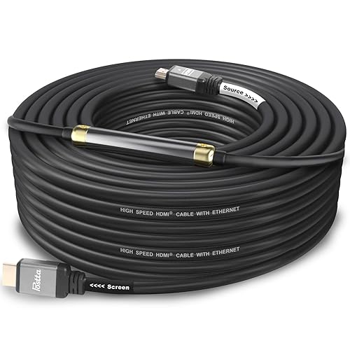 Postta HDMI 2.0V Cable(100 Feet) with Built-in Signal Booster-Support 3D,1080P,Ethernet,Audio Return-1 Pack(Grey)