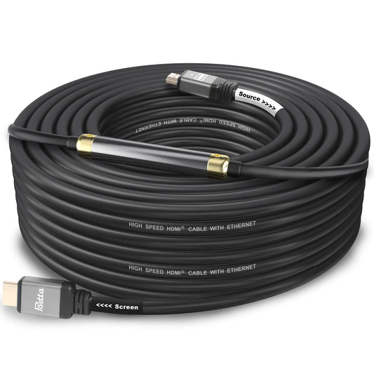 Postta HDMI 2.0V Cable(100 Feet) with Built-in Signal Booster-Support 3D,1080P,Ethernet,Audio Return-1 Pack(Grey)