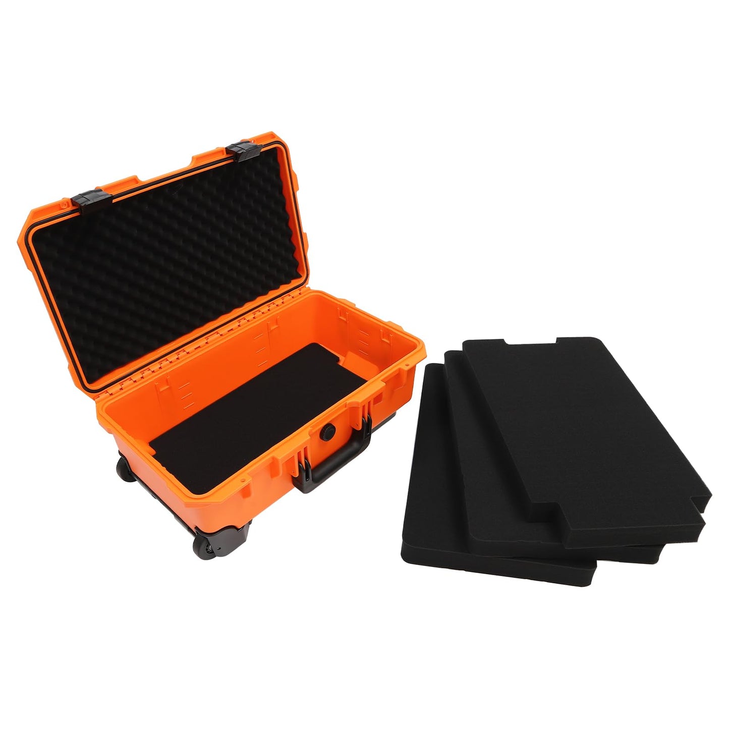 CRYBY 22" Protective Camera Case, Protective Roller Camera Dry Storage Box Hard Camera Case with Foam, All Weather IP67 Waterproof Transport Roller