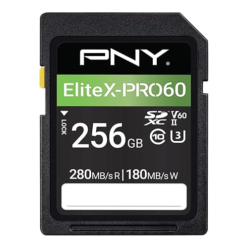 PNY 256GB EliteX-PRO60 UHS-II SDXC Memory Card - R280MB/s W180MB/s, U3, V60, 4K UHD, Full HD, UHS-II for Professional Photographers & Content