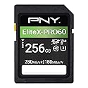 PNY 256GB EliteX-PRO60 UHS-II SDXC Memory Card - R280MB/s W180MB/s, U3, V60, 4K UHD, Full HD, UHS-II for Professional Photographers & Content