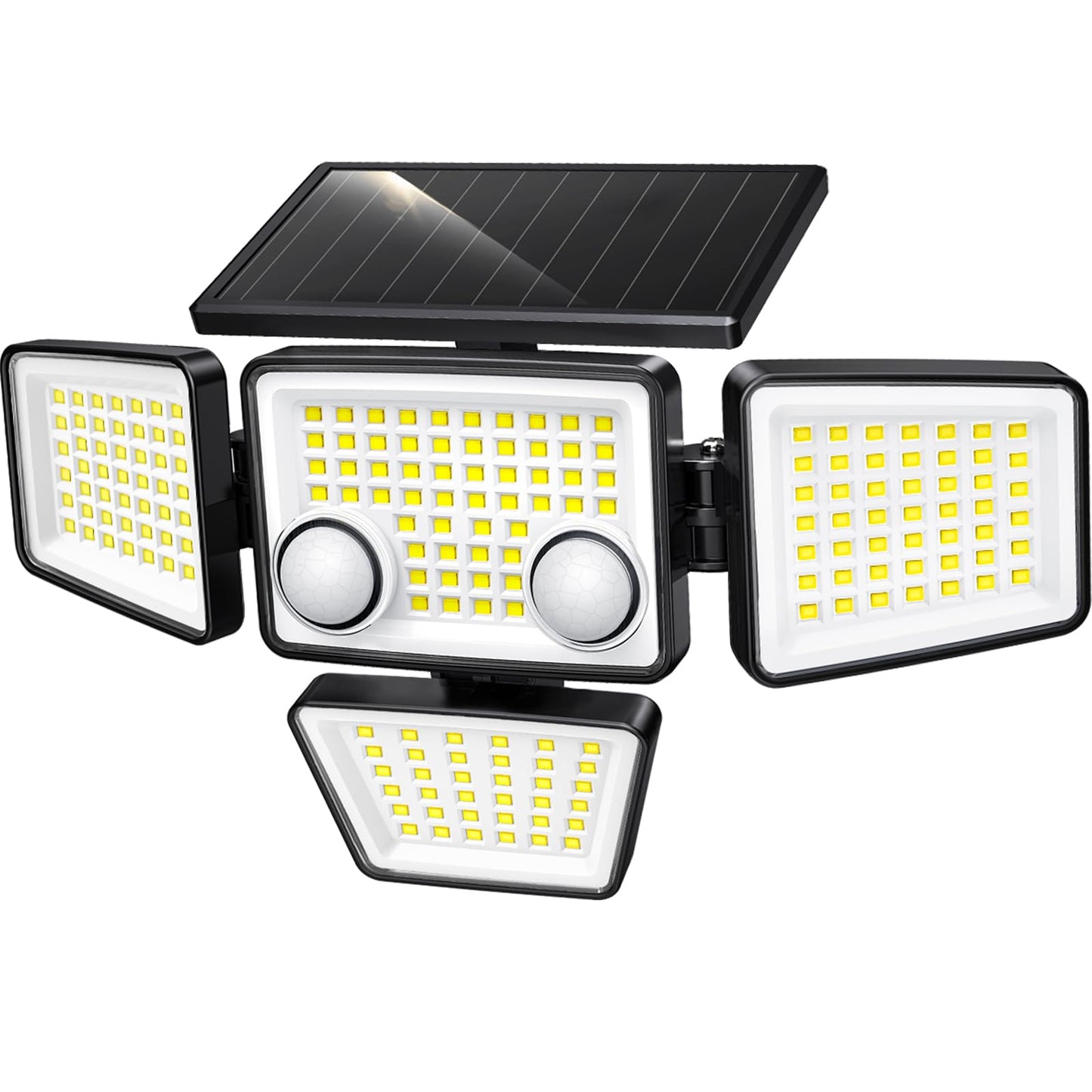 LYWALT Solar Outdoor Lights - 3000LM 188 LED Motion Sensor Outdoor Lights, 4 Heads IP65 Waterproof Powered Security Flood Lights, 270°Wide Lighting