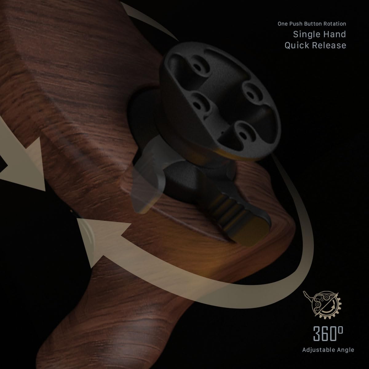 Tilta Advanced Right Side Wooden Handle (NATO Rail - Type VIII) | Black Walnut Wood & Aluminum Alloy Build | Quick Release Button TA-AWH8-R-B