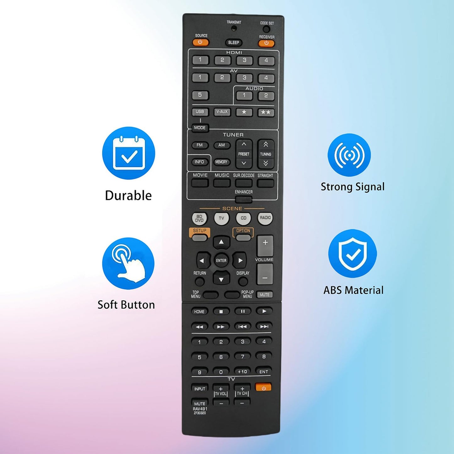 Replacement Remote Control Compatible for Yamaha RX-V367 RX-V371 RX-A720 RX-V673 RX-A820 HTR-9063 AV A/V Receiver