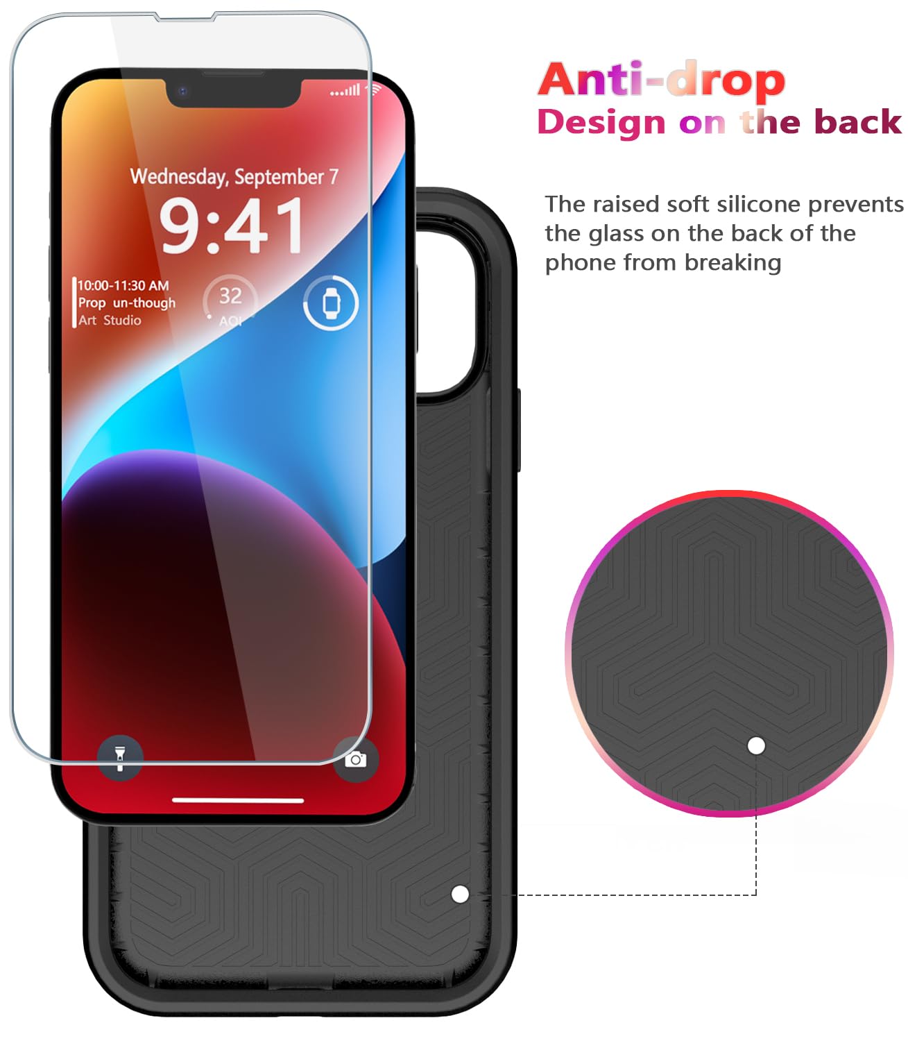 Diverbox for iPhone 14 Case [Shockproof] [Dropproof] [Tempered Glass Screen + Camera Lens Protector],Heavy Duty Protection Phone Case Cover for Apple
