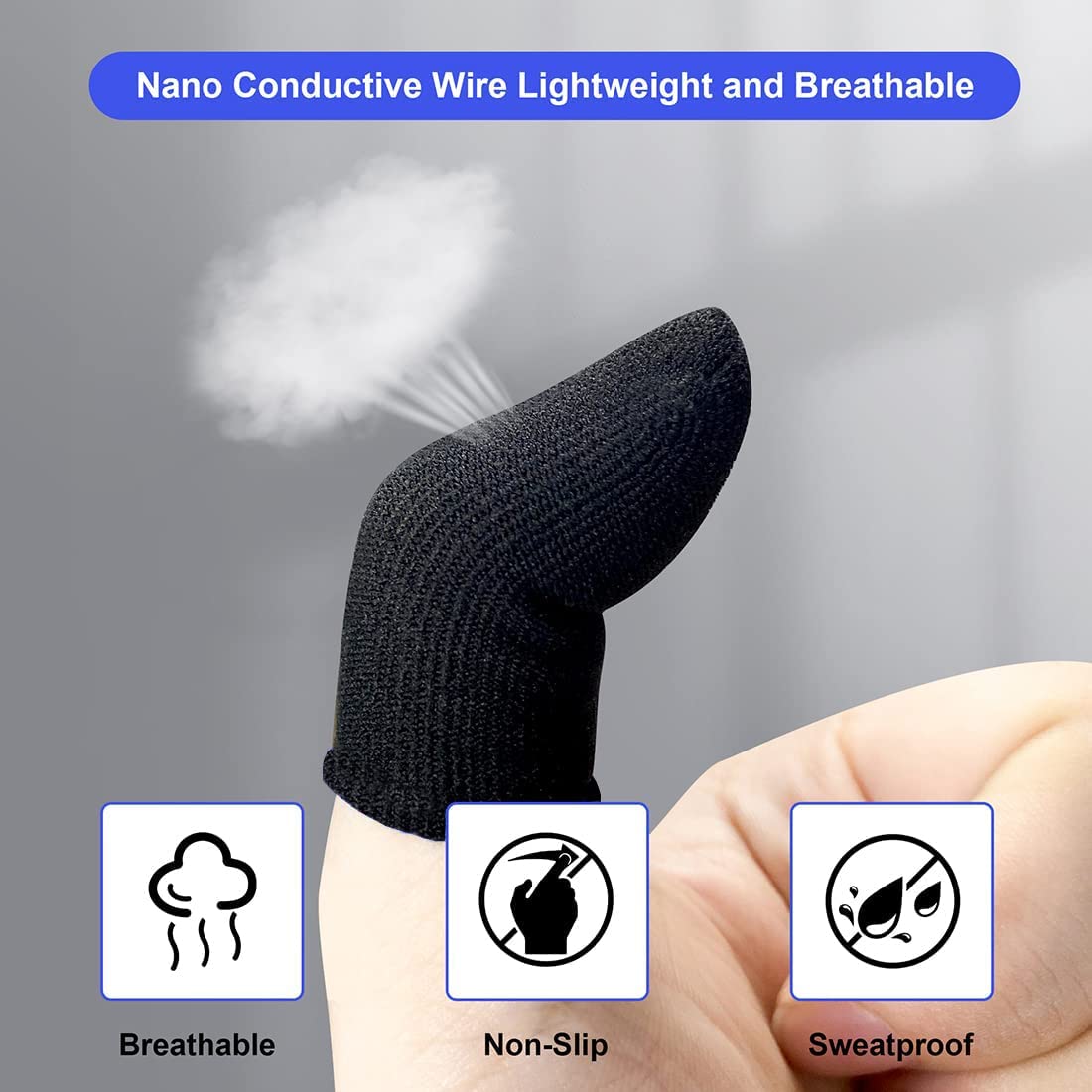 30 Pieces Finger Sleeves and 2 Pieces Finger Joystick for Gaming, Thumb Sleeves Mobile Gaming Controller, for PUBG, League of Legend, Call of Duty