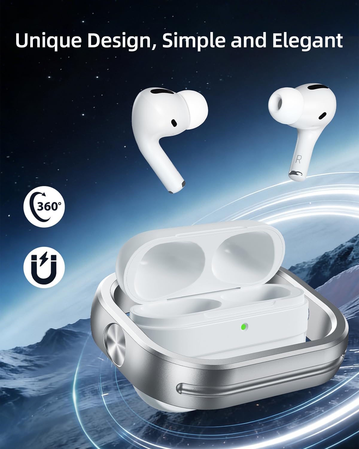WISSJA for AirPods Pro 3 Case, All-Metal Rotating Case, Aluminum Alloy Fidget Stress-Relief Protective Cover, 360° Fingertip Rotation, Hollow-Out Heat