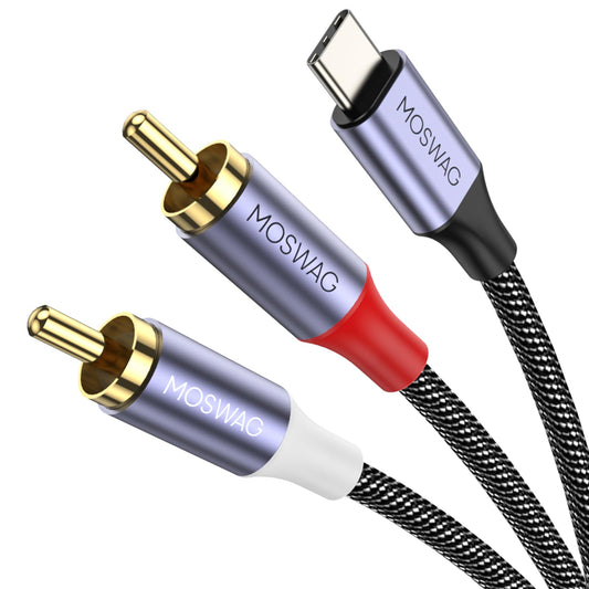 MOSWAG USB C to 2 RCA Audio Cable 3.3FT, Type C to 2 Male Y RCA Splitter, ype C to 2RCA Jack Male Y Splitter Cord Adapter Compatible iPhone 1615, Home