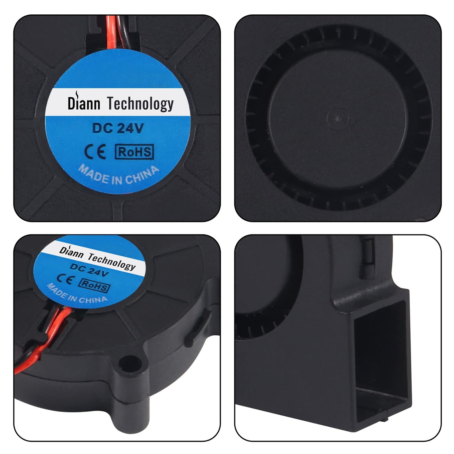 Diann 2pcs 5015 3D Printer DC 24V Brushless Blower Cooling Fan Turbine Turbo 50x15mm for RepRap i3 CR-10 and Other Small Appliances Repair Replacement