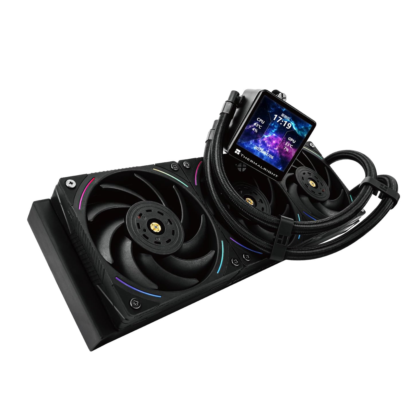 Thermalright Frozen Vision 360 ARGB Black V2 AIO CPU Water Cooler,360mm Liquid CPU Cooling,PWM Fans CPU Cooler for 2150RPM,2.88 inch IPS LCD Screen
