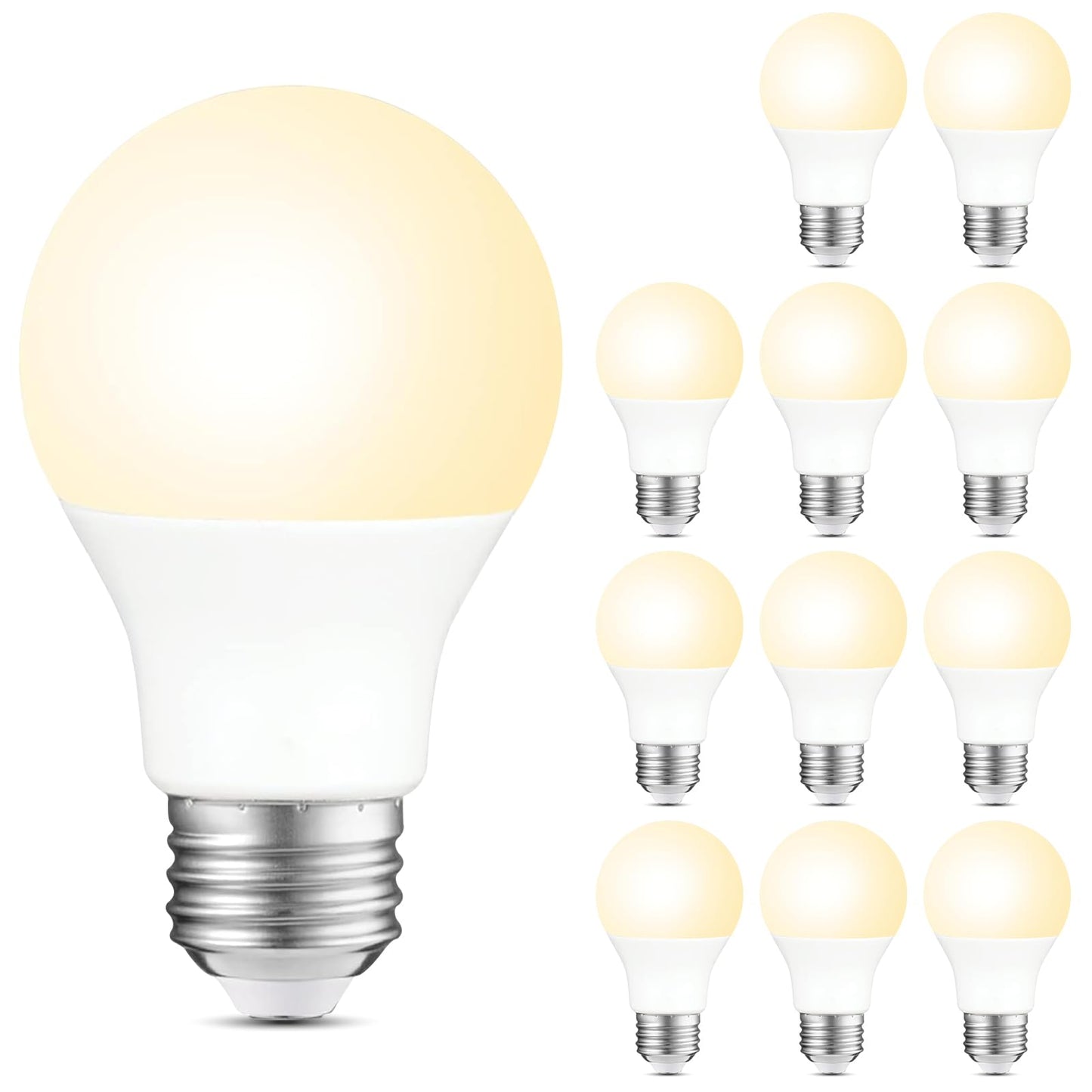 Sigalux 12 Pack A19 LED Light Bulbs Dimmable, 60W Equivalent 750 Lumens, 2700K Soft White, E26 Base, 8W Energy Saving, 15000 Hour Lifespan, CRI 80+